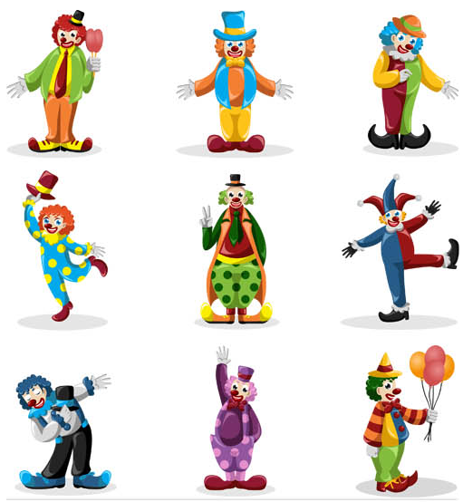 Funny Cartoon Clowns vector