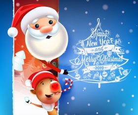 Funny santa with 2019 new year card vectors