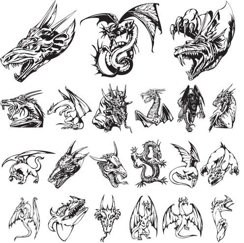 Furious dragon tattoo vector