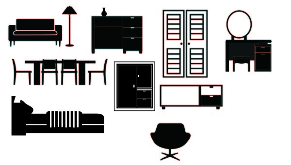 Furniture silhouette vector