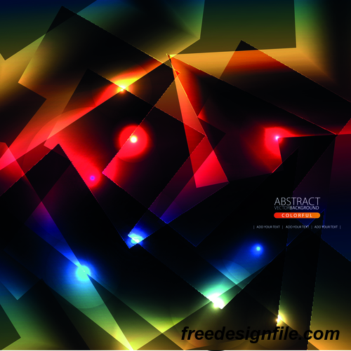 Geometric shape background with colored light vector