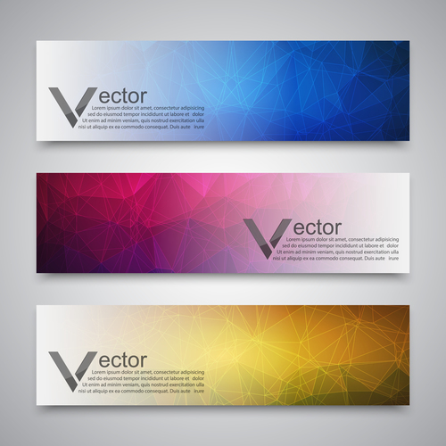 Geometry polygon with banner template vector 02