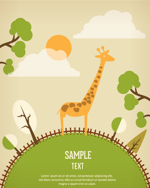 Giraffe cartoon background 3 design vector