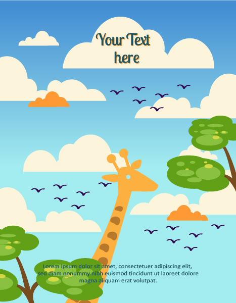 Giraffe cartoon background 4 design vector