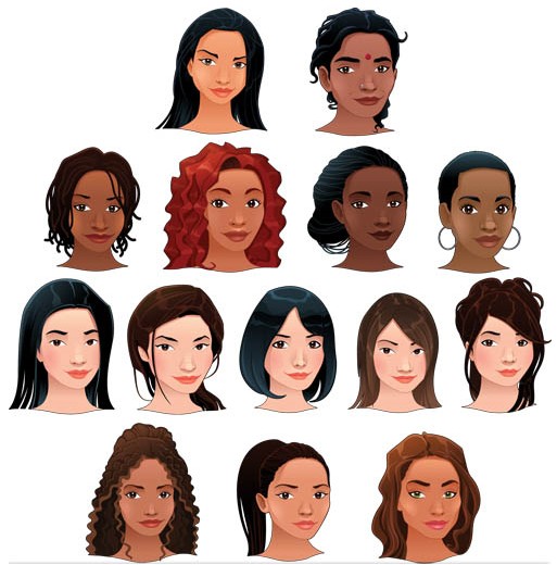 Girls Faces 2 vector set