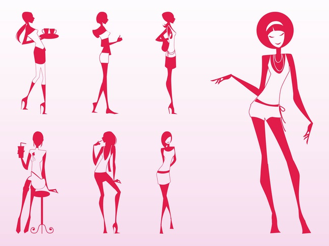 Glamour Girls Silhouettes vector design
