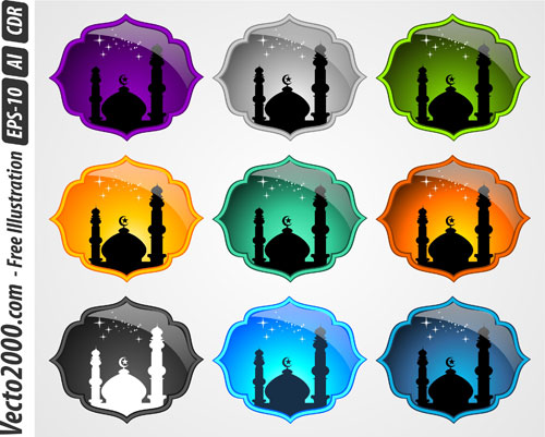 Glass Mosque labels vector