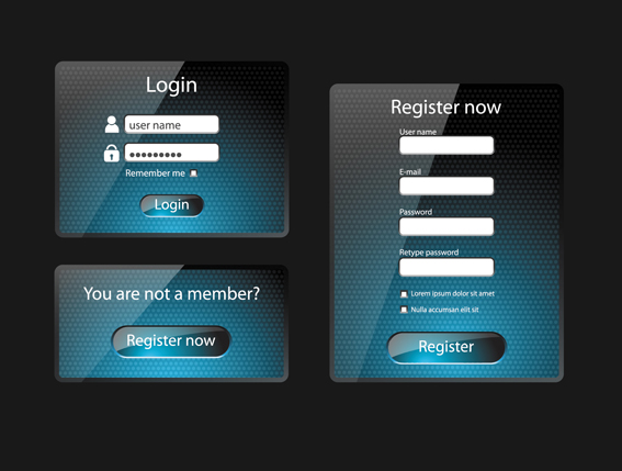 Glass login boxes 1 vector