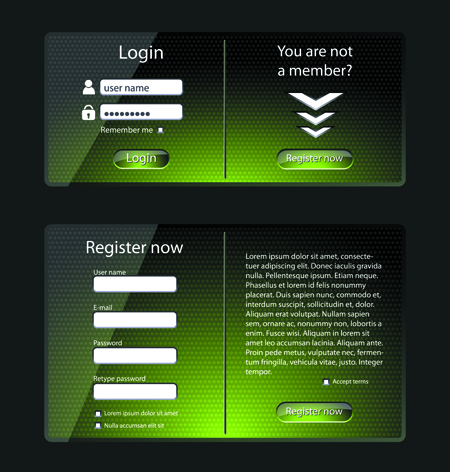 Glass login boxes 2 vector