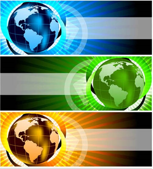 Globes Banners vector graphics