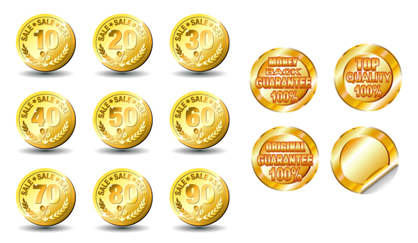 Gold Currency and stickers vector