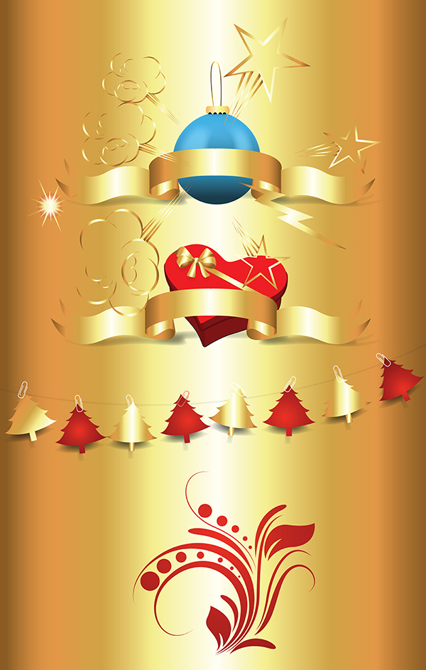 Golden Christmas Ornaments vector