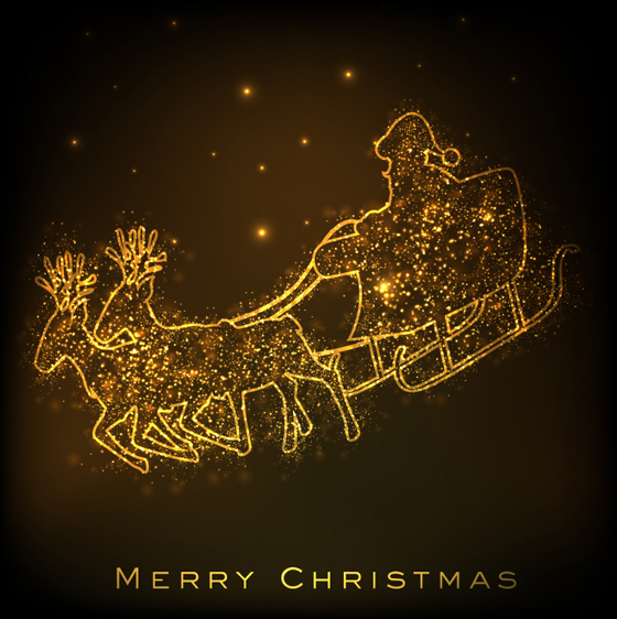 Golden Christmas carriage vectors material