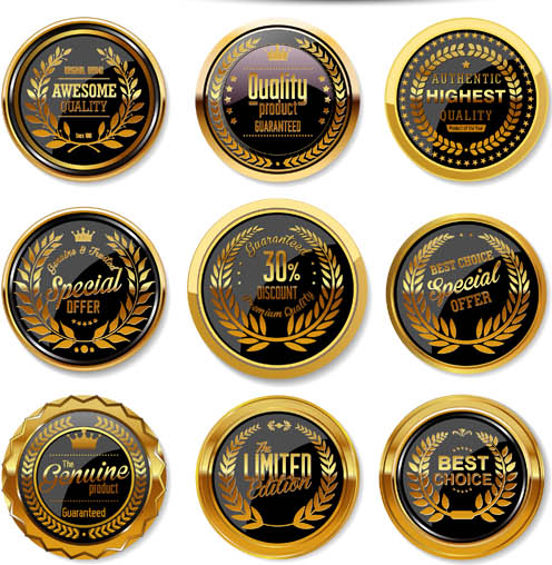 Golden Labels and Stickers Illustration vector