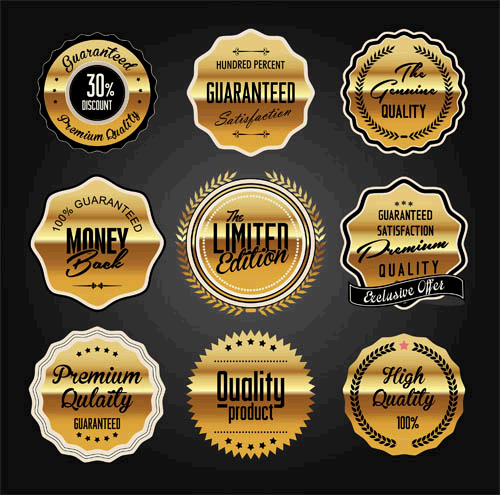 Golden Luxury Labels Set vector free download