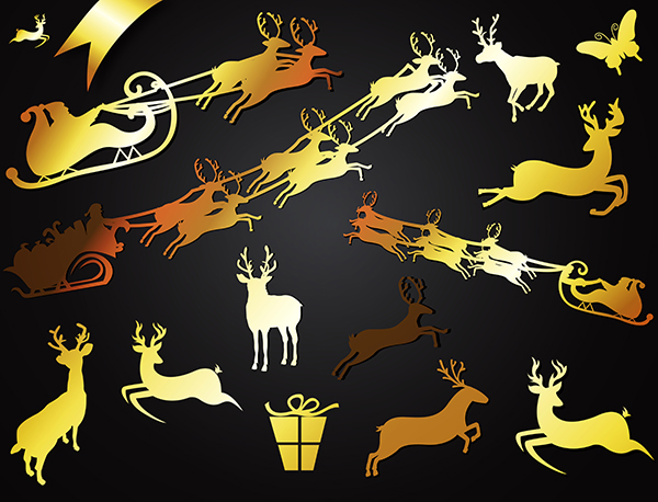 Golden Reindeer Shapes vector