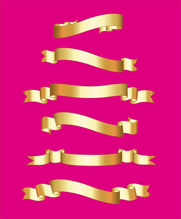 Golden Ribbon Banners vector design
