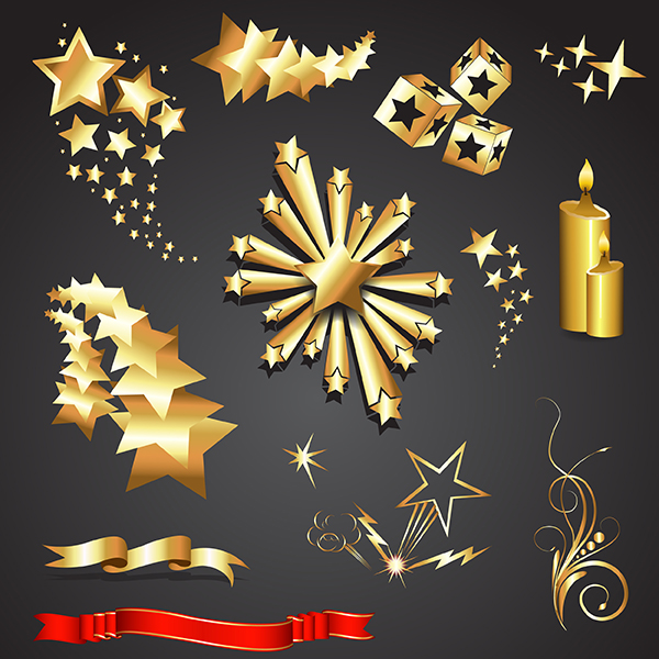 Golden Stars and Elements vector