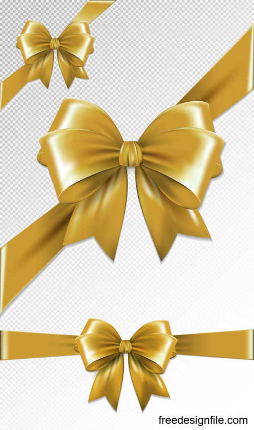 Golden bows ribbon illustration vectors 01