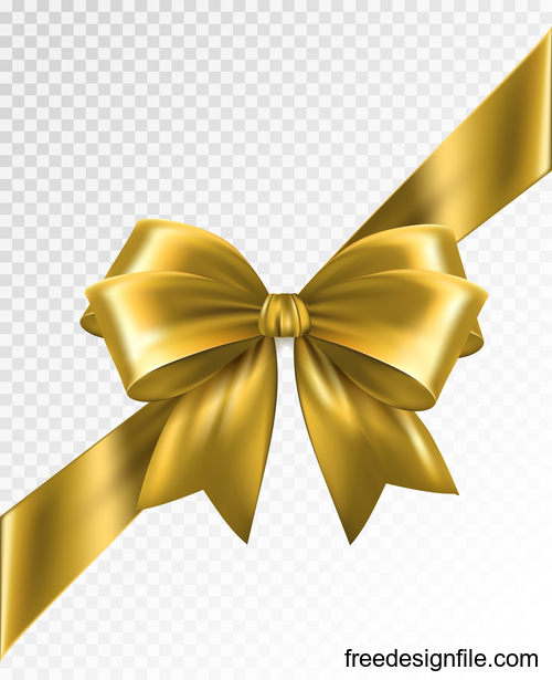 Golden bows ribbon illustration vectors 04