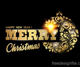 Golden christmas with new year decor design vectors