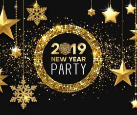 Golden decor with 2019 new year party background vector