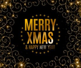 Golden elegant christmas with new year background design vector 01