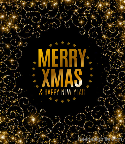 Golden elegant christmas with new year background design vector 01