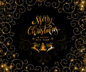 Golden elegant christmas with new year background design vector 02