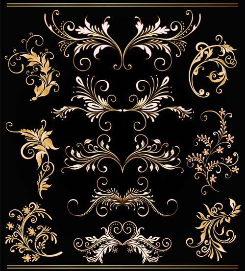 Golden floral ornaments 1 creative vector