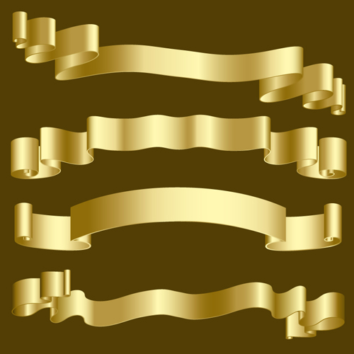 Golden retro ribbon vector