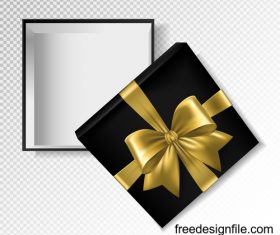 Golden ribbon bows with black gift boxs vector illustration