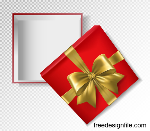 Golden ribbon bows with red gift boxs vector illustration