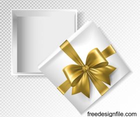 Golden ribbon bows with white gift boxs vector illustration