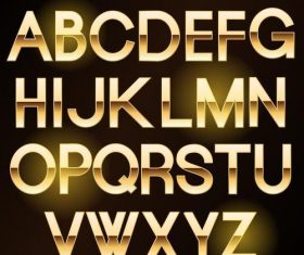 Golden shining alphabet font vector 02