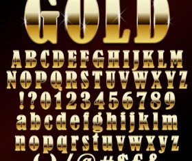 Golden shining alphabet font vector 03