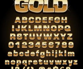 Golden shining alphabet font vector 04