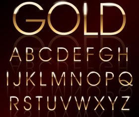 Golden shining alphabet font vector 05