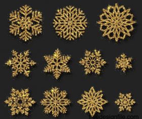 Golden snowflake christmas festival illustration vector 01