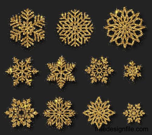 Golden snowflake christmas festival illustration vector 01