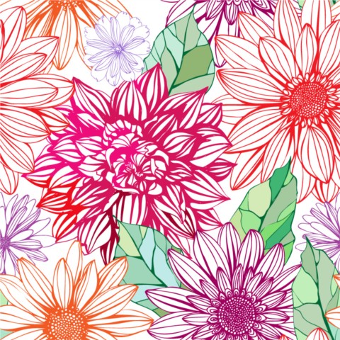 Gorgeous painting Dahlia vector material