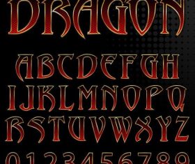 Gothic alphabet with number vector