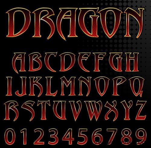Gothic alphabet with number vector