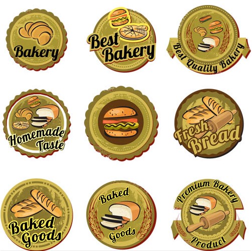 Green Bakery Labels vector
