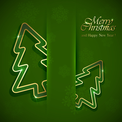 Green Christmas background 3 vector set