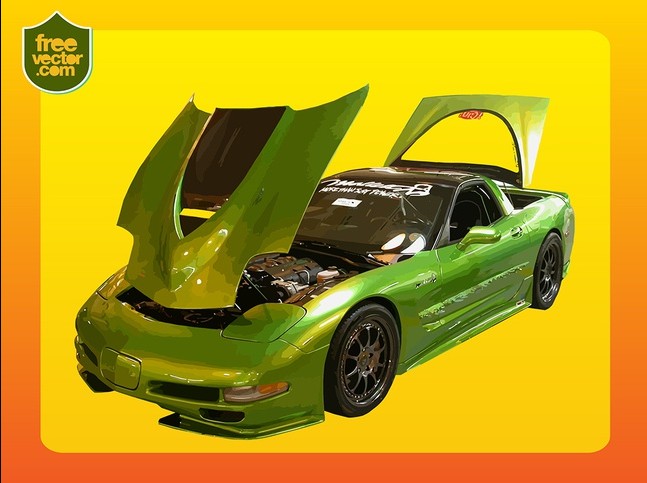 Green Corvette free vector