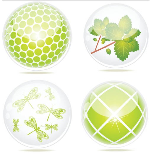 Green Floral Buttons vectors graphic