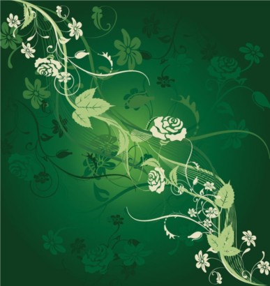 Green Flower Tile background vector
