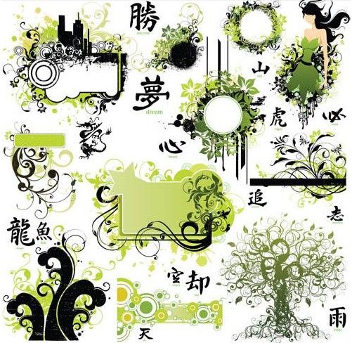 Green Grunge Elements art vector