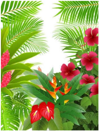 Green Leaf Flower Background vector set